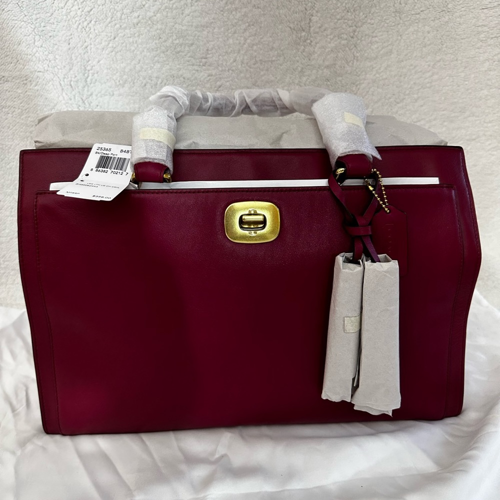 NWT COACH LEGACY LEATHER CHELSEA CARRYALL BRASS DEEP PORT